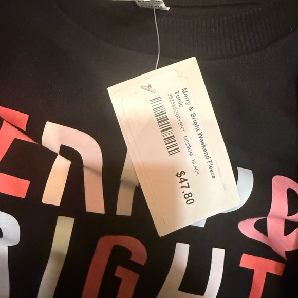 Merry & Bright Holiday Tunic Sweatshirt Black Size Medium - Picture 5 of 10